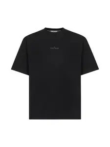 STONE ISLAND Black jersey printed T-shirt