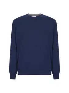 BRUNELLO CUCINELLI Blue cashmere crewneck sweater