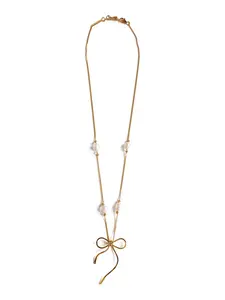 MARNI Gold brass Bow necklace
