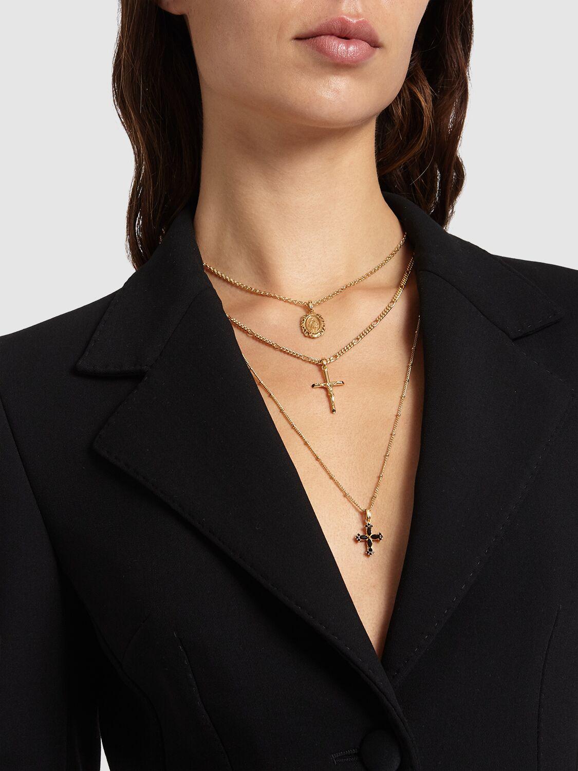 DOLCE & GABBANA Triple Plated Cross Pendant Necklace