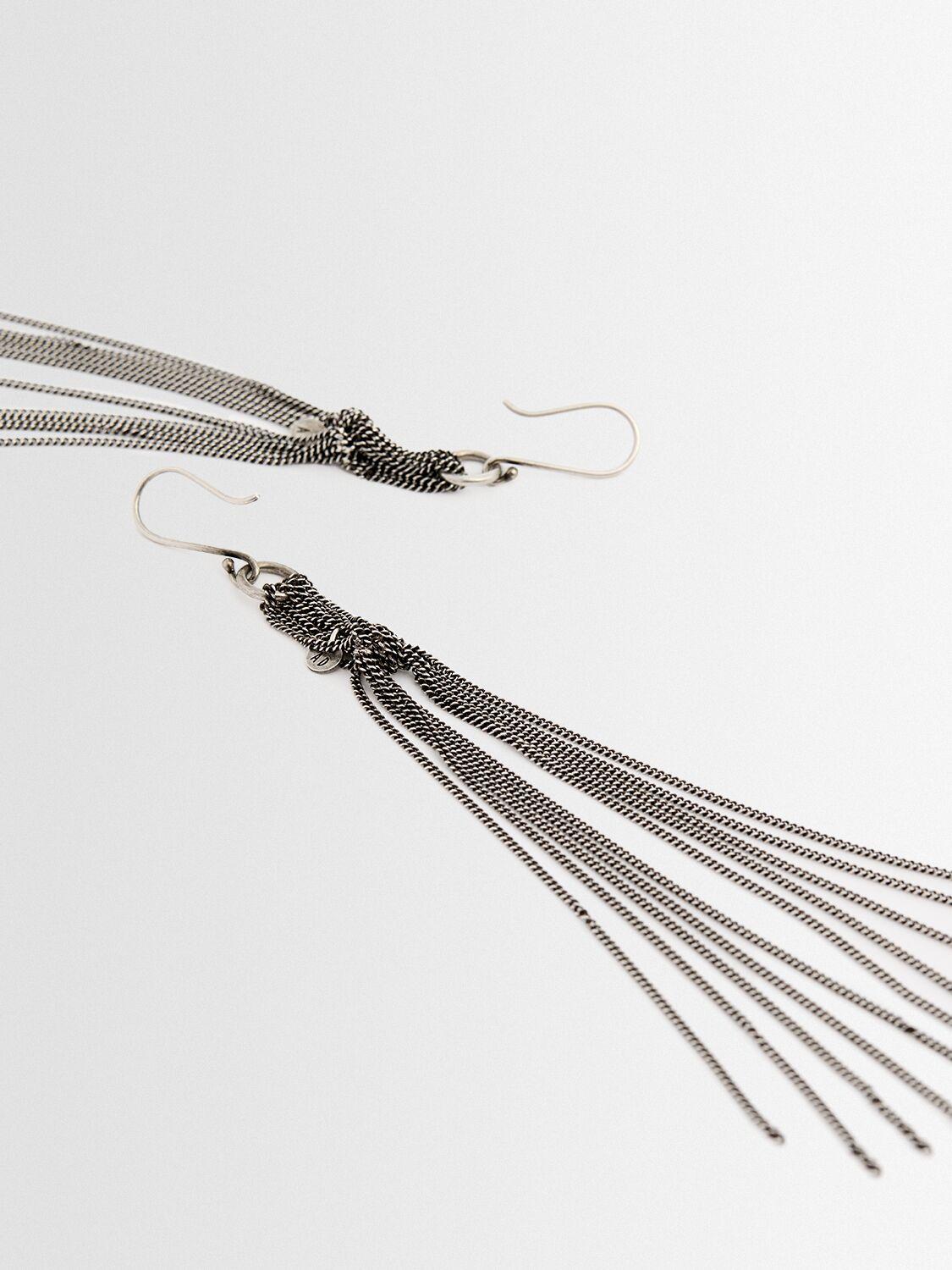 ANN DEMEULEMEESTER Wivi Knot Tassel Silver Earrings