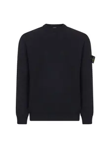 STONE ISLAND Blue winter cotton crewneck sweater