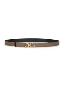 FERRAGAMO Caraway seed leather Gancini reversible belt