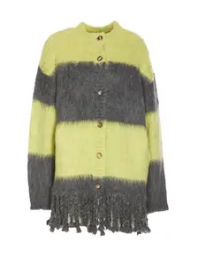 Etro Women's Striped Wool Blend Cardigan in Yellow