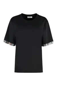 Paco Rabanne Women's Viscose Crew-Neck T-Shirt in Black