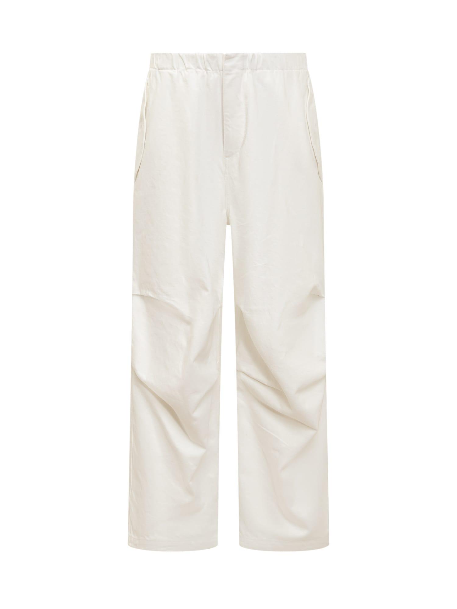 Jil Sander Tapered Cotton Trousers in White
