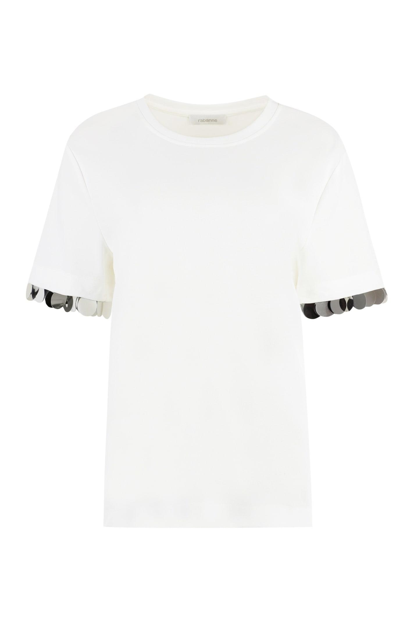 Paco Rabanne Women's Viscose Crew-Neck T-Shirt in White