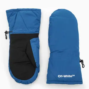 Off-White Blue Ski Mittens With Logo