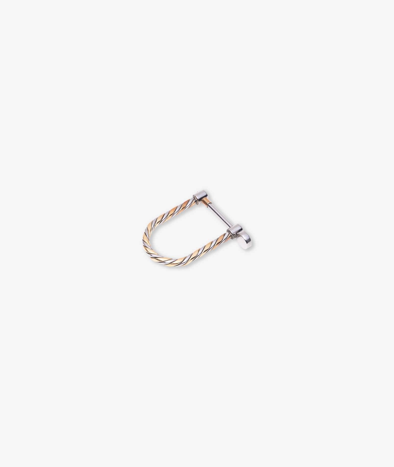 Larusmiani Stainless Steel and Yellow Gold Shackle Shaped Key Holder