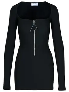 The Attico Women's Half-Zip Mini Dress in Black