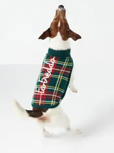 MC2 Saint Barth Dog Sweater With Tartan Jacquard