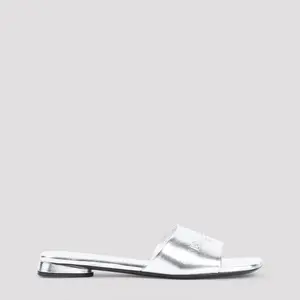 Balenciaga Women's Silver-Tone Metallic Leather Slip-Ons Sandal and Dutyfree Sandals
