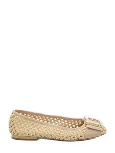 Roger Vivier Women's Tres Vivier Ballerinas and Raffia Ballet Flats