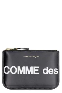Comme Des Garçons Wallet Logo Detail Leather Pouch