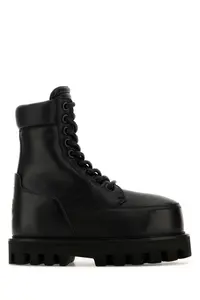 Alexander McQueen Black Leather Ankle Boots