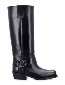 Valentino Garavani Black Leather Biker Rockstud Boots