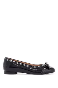 Ganni Eyelets Bow Ballet Flats