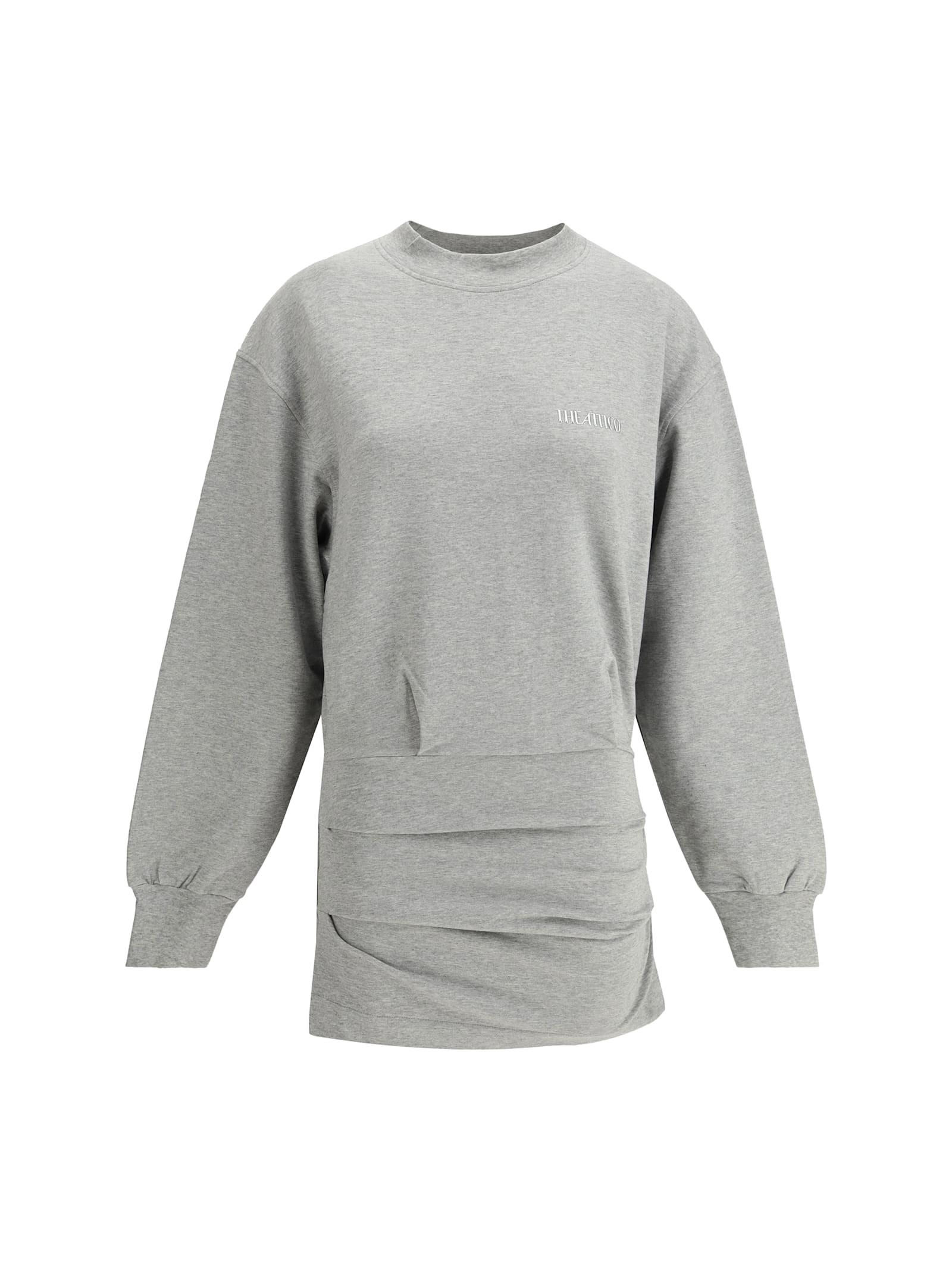 The Attico Cotton Blend Elegant Mini Dress in Grey