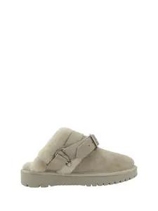 Burberry Beige Suede Chubby Slippers Mules