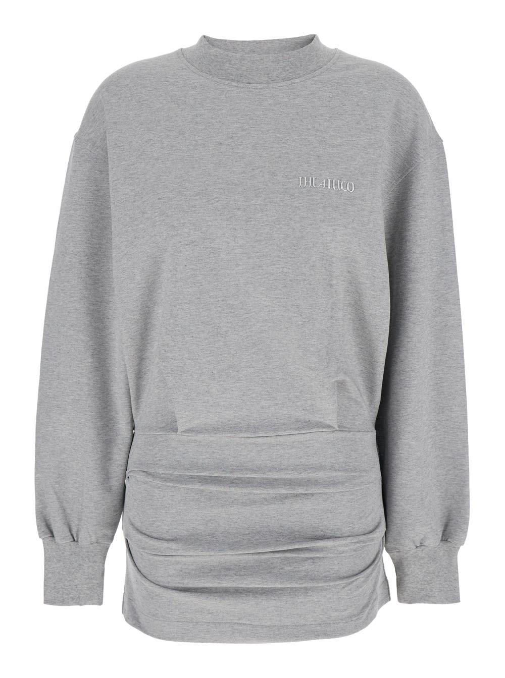 The Attico Cotton Blend Elegant Mini Dress in Grey