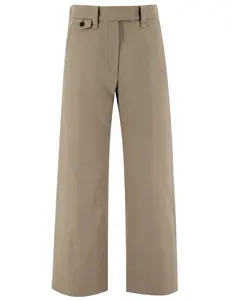 Brunello Cucinelli Women's Chino Crop Trousers in Cotton and Linen