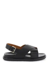 Marni Fussbett Leather Black Sandals