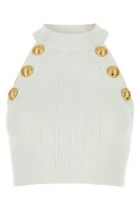 Balmain Women's 6-Button Knit Halterneck Top