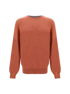 Brunello Cucinelli Men's Cashmere Sweater in Orange