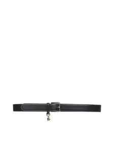 Dolce & Gabbana Women's Logo Charm Leather Belt in Black