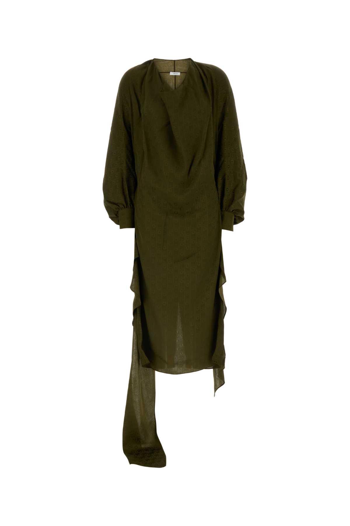 Ferragamo Olive Green Silk Dress