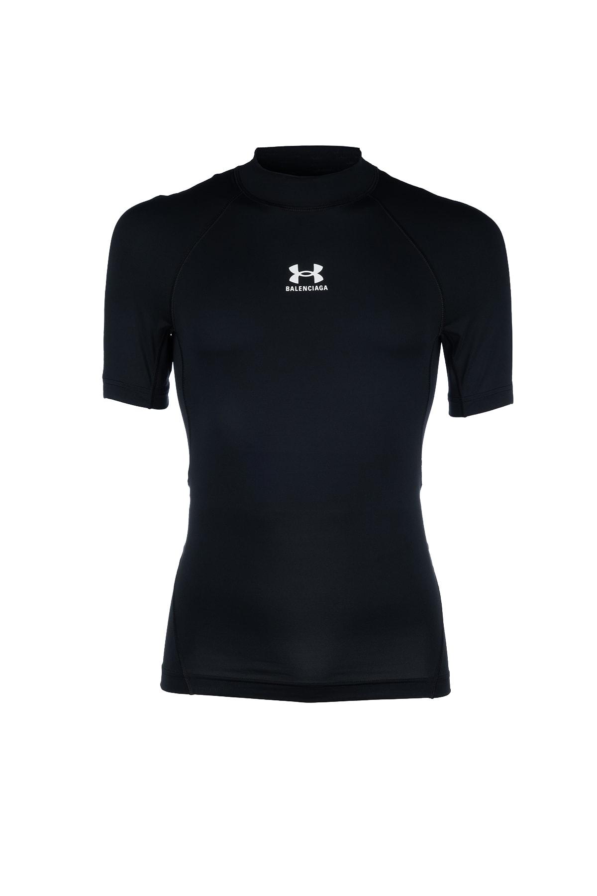 Balenciaga Mock Neck Short Sleeve T-Shirt in Black