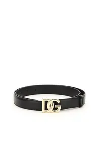Dolce & Gabbana Women's Dg Logo Leather Belt in Black