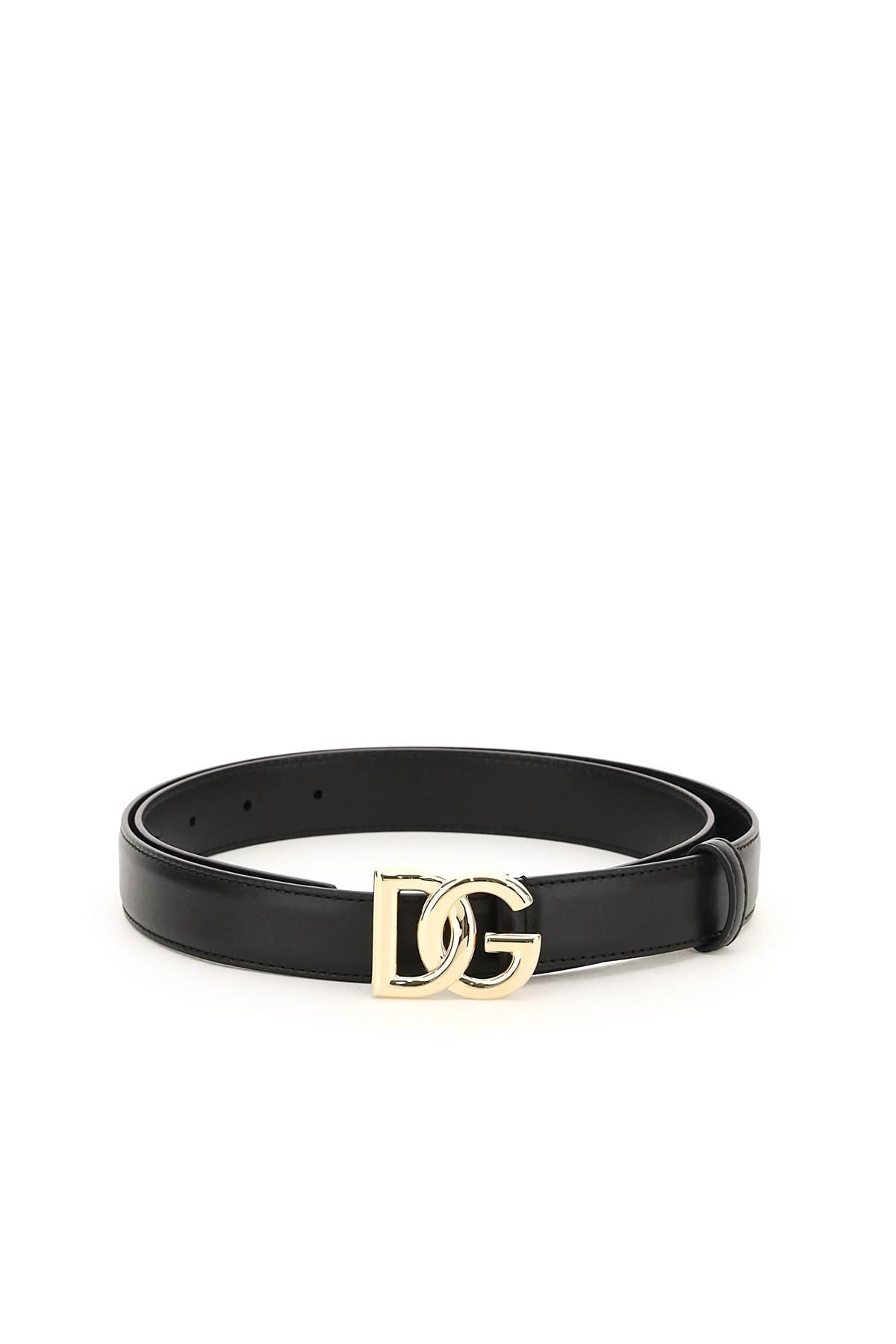 Dolce & Gabbana Women's Dg Logo Leather Belt in Black