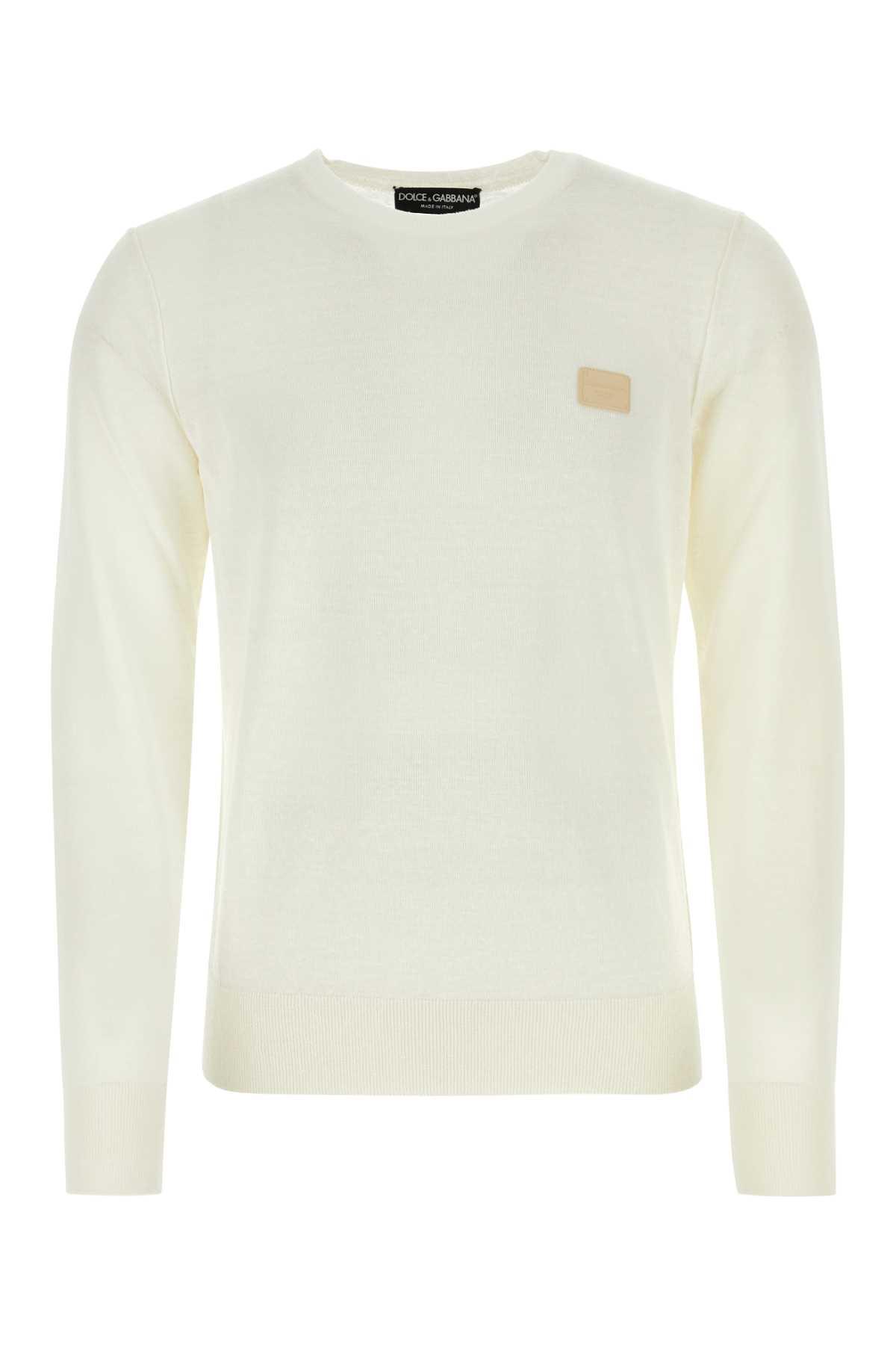 Dolce & Gabbana Ivory Linen Blend Sweater