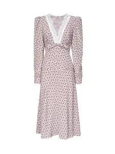 Alessandra Rich Rose Print Dress