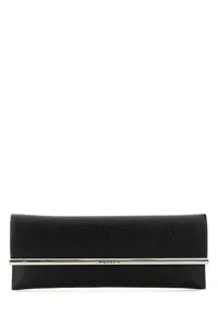 Alexander McQueen Black Leather Cross B-Long Clutch