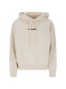 Jil Sander Women's Sweatshirt With Logo in Beige