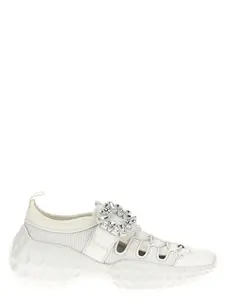 Roger Vivier Women's Sneakers With Crystal-Embellished Buckle in White