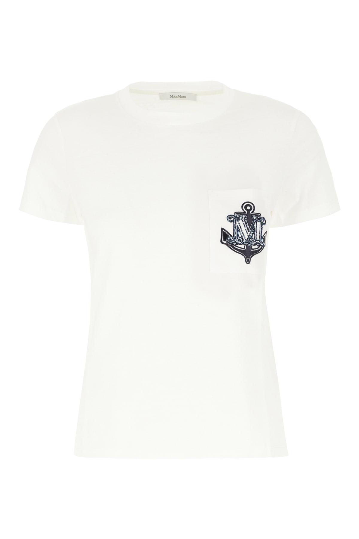 Max Mara Women's Jersey T-Shirt With Embroidery in White