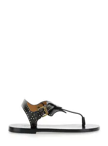 Isabel Marant Black Sandals With Buckle Closure And Metal Studs