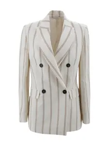 Brunello Cucinelli Women's Suit-Type Jacket with Multicolor Striped Motif