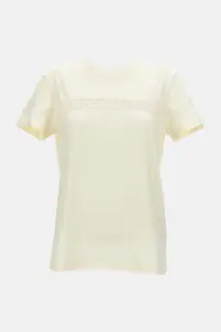 Moncler Women's Ivory Cotton T-Shirt With Logo