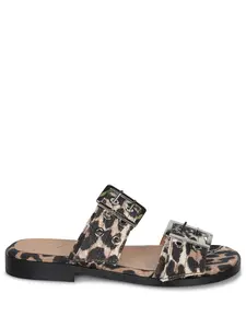 Ganni Women's Feminine Sandals in Printed and Flats In Animalier Cotton