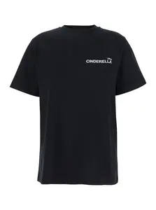 Coperni Cinderella Black T-shirt with Logo Printed on the Front and Back