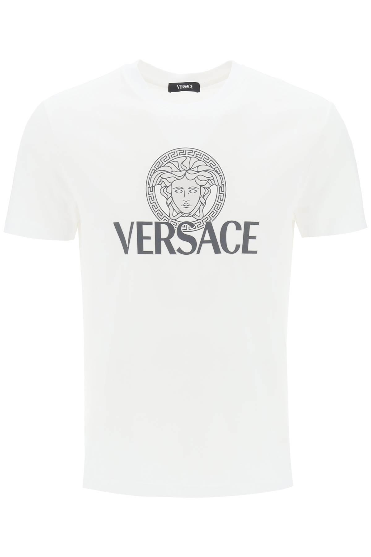 Versace Men's Jersey T-Shirt and Logo Cotton T-Shirt in White