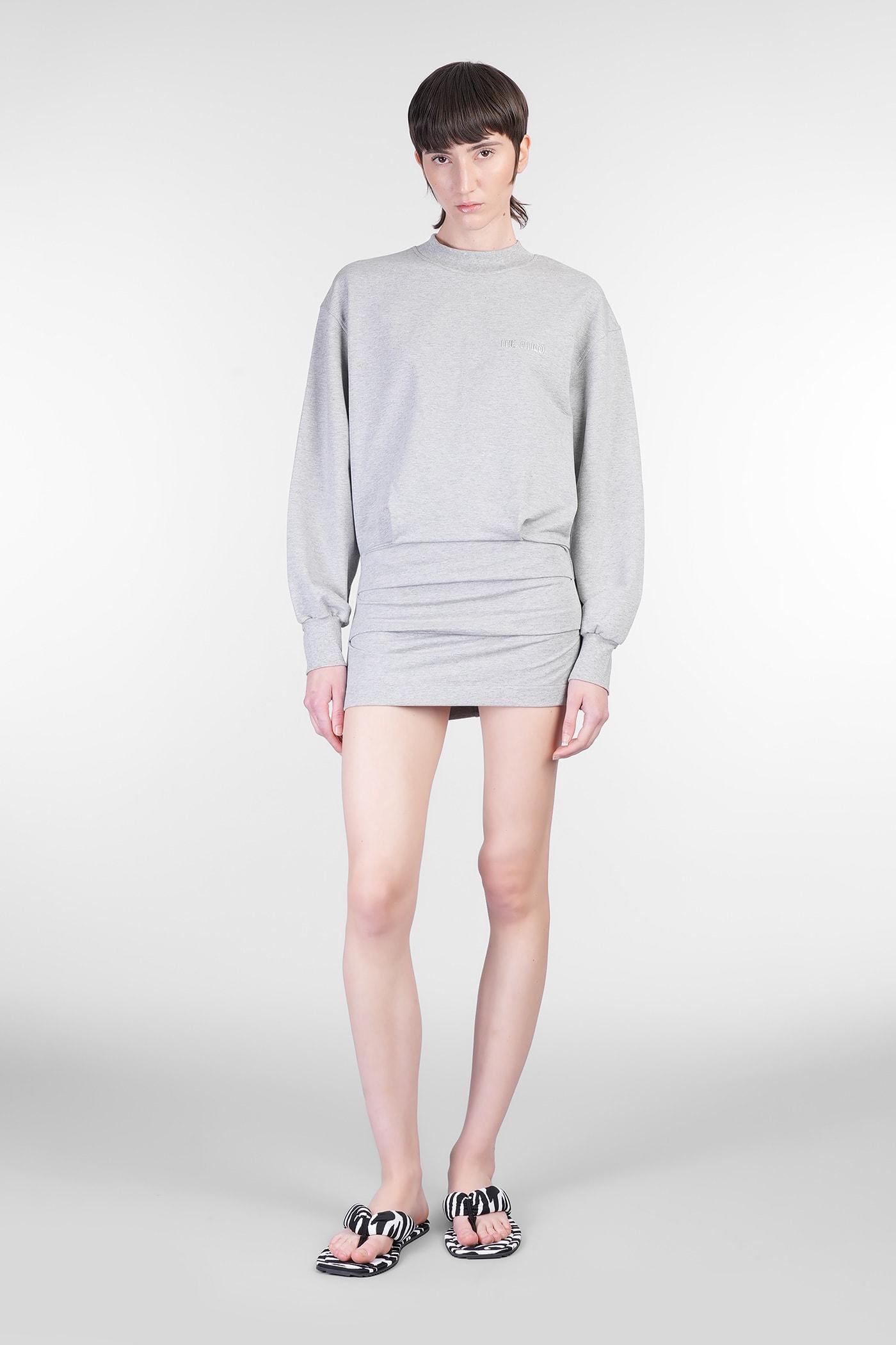 The Attico Cotton Blend Elegant Mini Dress in Grey