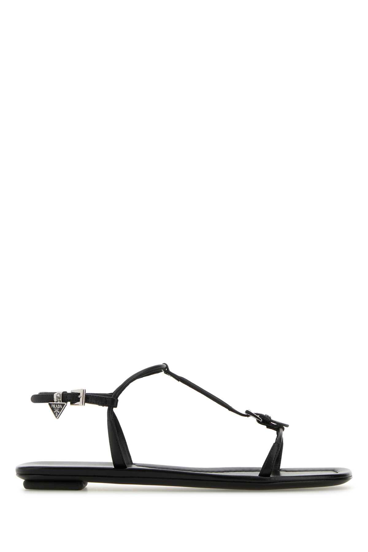 Prada Black Leather Sandals