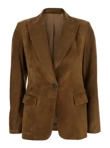 Brunello Cucinelli Women's Suede Jacket With Jewellery
