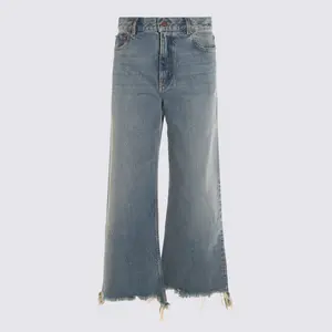 Chloé Women's Flared Leg Denim Jean in Blue and Light Blue Cotton Jeans