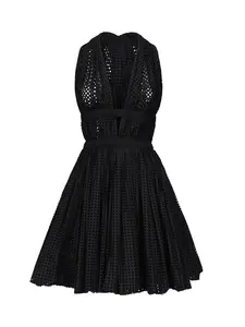 Alaia Perforated Poplin Mini Dress